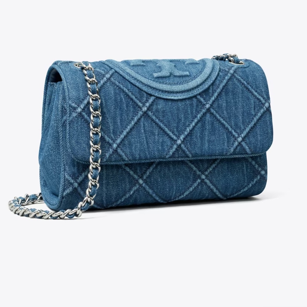 Tory Burch Quilted Denim Shoulder Bag in Blue